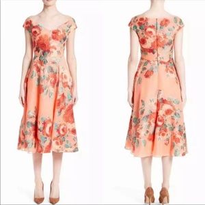 Lela rose floral embroidered Fil coupe fit & flare midi dress